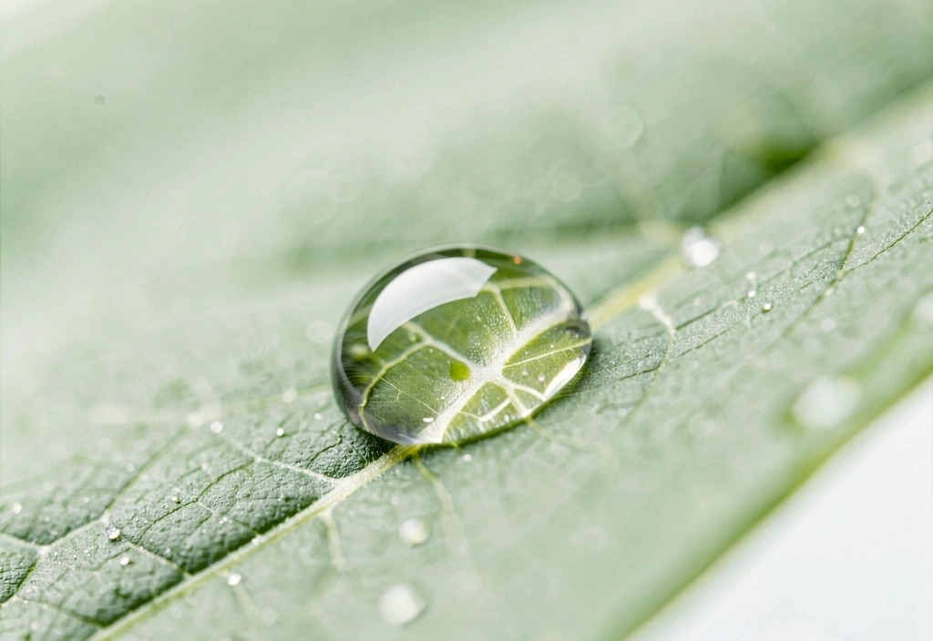 Gotas de agua en una hoja
